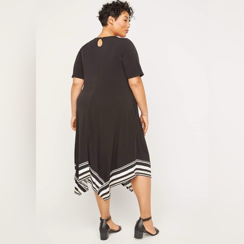 Catherines Plus Black A-line Striped Pockets Midi Dress 1X - Picture 2 of 8